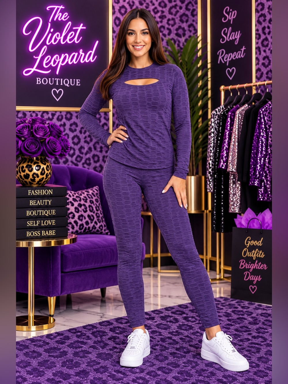 Rich Rogue Women's Purple Cutout Lounge Set